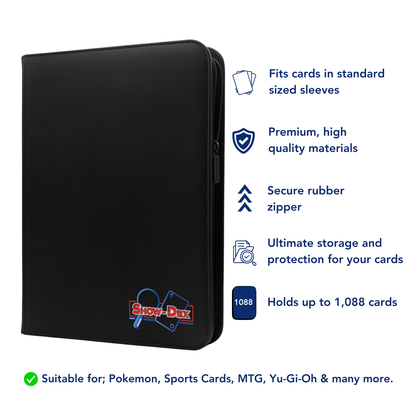 Show-Dex 16 Pocket Trading Card Zip Binder 1,088 Card Capacity