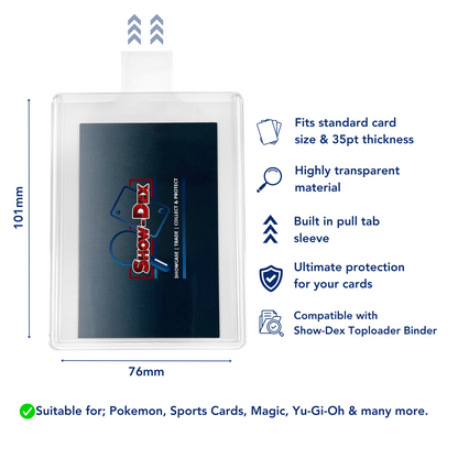Show-Dex 100 Toploaders & Pull Tab Card Sleeves